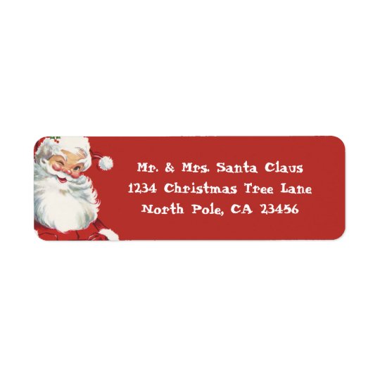 Vintage Christmas, Jolly Santa Claus Winking Return Address Label