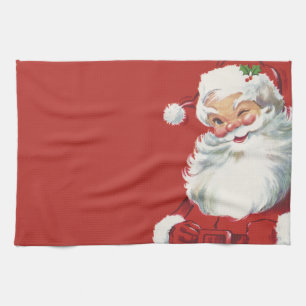 Vintage Christmas, Jolly Santa Claus Winking Tea Towel