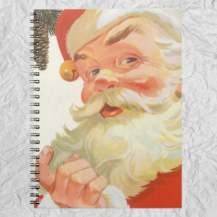 Vintage Christmas, Jolly Santa Claus with a Secret Notebook