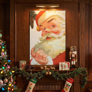 Vintage Christmas, Jolly Santa Claus with a Secret Poster