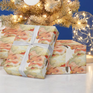 Vintage Christmas, Jolly Santa Claus with a Secret Wrapping Paper