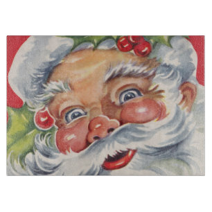 Vintage Christmas, Jolly Santa Claus with His Hat Cutting Board