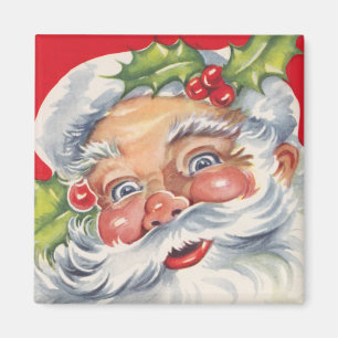 Vintage Christmas, Jolly Santa Claus with His Hat Magnet