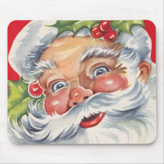 Vintage Christmas, Jolly Santa Claus with His Hat Mouse Mat