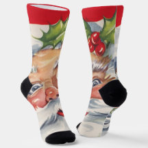 Vintage Christmas, Jolly Santa Claus with His Hat