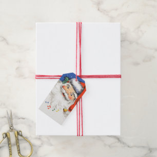 Vintage Christmas, Jolly Santa Claus with Music Gift Tags