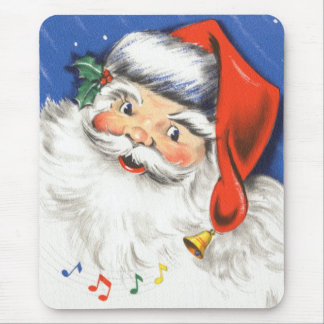 Vintage Christmas, Jolly Santa Claus with Music Mouse Mat