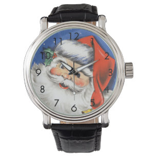 Vintage Christmas, Jolly Santa Claus with Music Watch