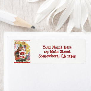 Vintage Christmas, Jolly Santa Claus with Presents