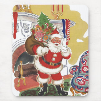 Vintage Christmas, Jolly Santa Claus with Presents Mouse Mat