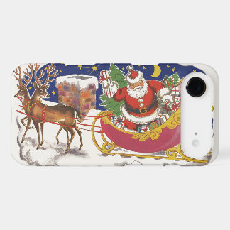 Vintage Christmas, Jolly Santa Claus with Sleigh