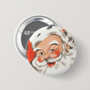 Vintage Christmas, Jolly Santa Claus with Smile 6 Cm Round Badge