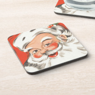 Vintage Christmas, Jolly Santa Claus with Smile Coaster
