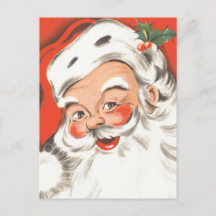 Vintage Christmas, Jolly Santa Claus with Smile Holiday Postcard