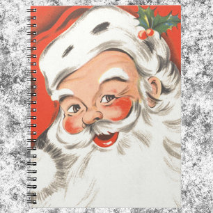 Vintage Christmas, Jolly Santa Claus with Smile Notebook