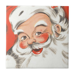 Vintage Christmas, Jolly Santa Claus with Smile Tile