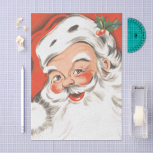 Vintage Christmas, Jolly Santa Claus with Smile Tissue Paper