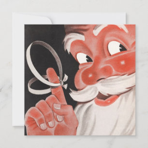 Vintage Christmas, Jolly Santa Claus with String Holiday Card