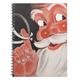 Vintage Christmas, Jolly Santa Claus with String Notebook