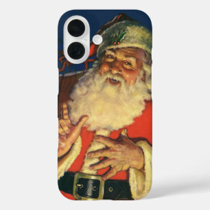 Vintage Christmas, Jolly Santa Claus with Toys iPhone 16 Case