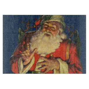 Vintage Christmas, Jolly Santa Claus with Toys Cutting Board
