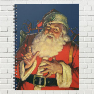 Vintage Christmas, Jolly Santa Claus with Toys Notebook