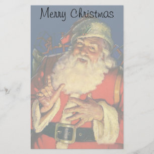 Vintage Christmas, Jolly Santa Claus with Toys Stationery