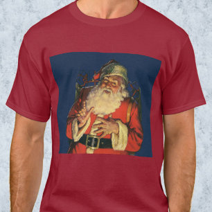 Vintage Christmas, Jolly Santa Claus with Toys T-Shirt