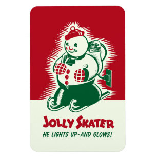 Vintage Christmas Jolly Skater Magnet