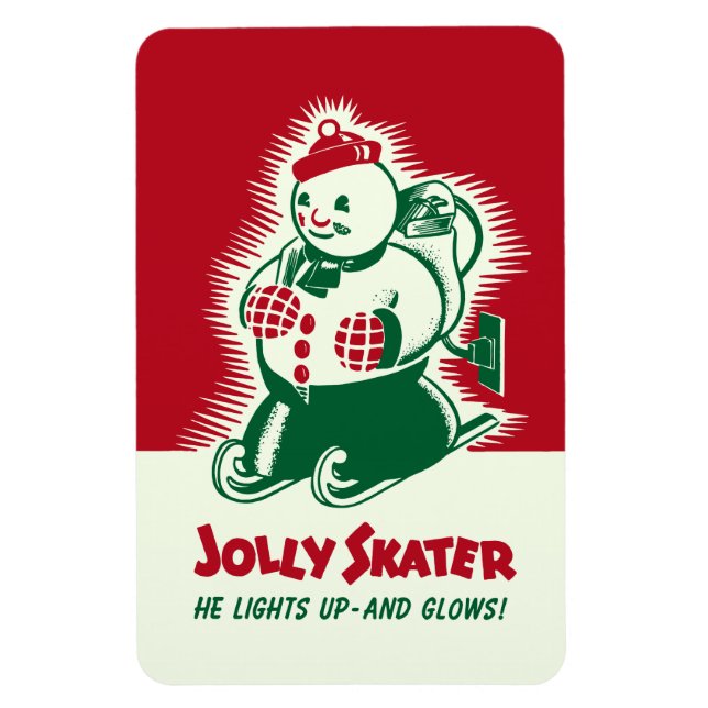 Vintage Christmas Jolly Skater Magnet (Vertical)