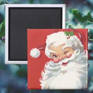 Vintage Christmas, Jolly Winking Santa Claus Magnet
