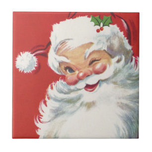 Vintage Christmas, Jolly Winking Santa Claus Tile