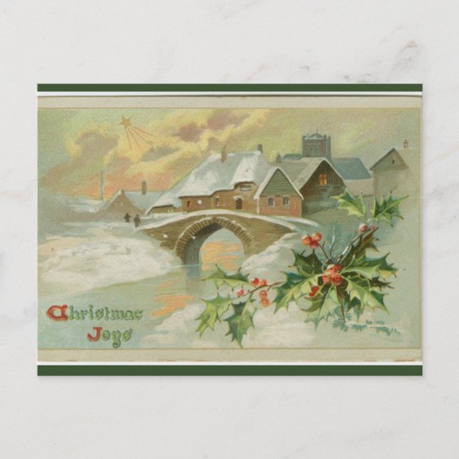 Vintage Christmas Joys Winter Scene Postcard (Front)