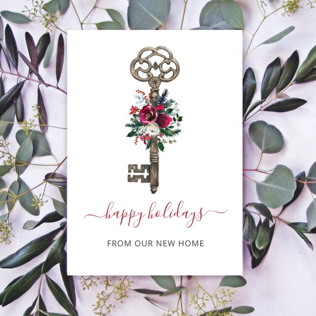 Vintage Christmas Key Weve Moved Holiday Cards (Creator Uploaded)
