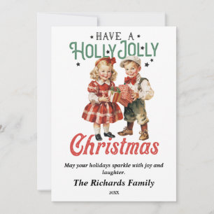 Vintage Christmas Kids Holiday Card