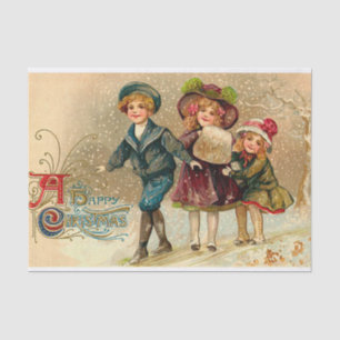 Vintage Christmas kids Holiday party tissue Tissue Paper