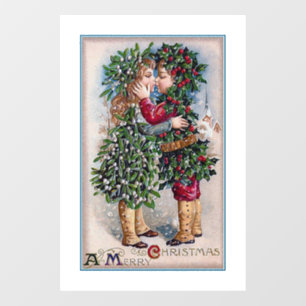 Vintage Christmas Kiss Window Cling