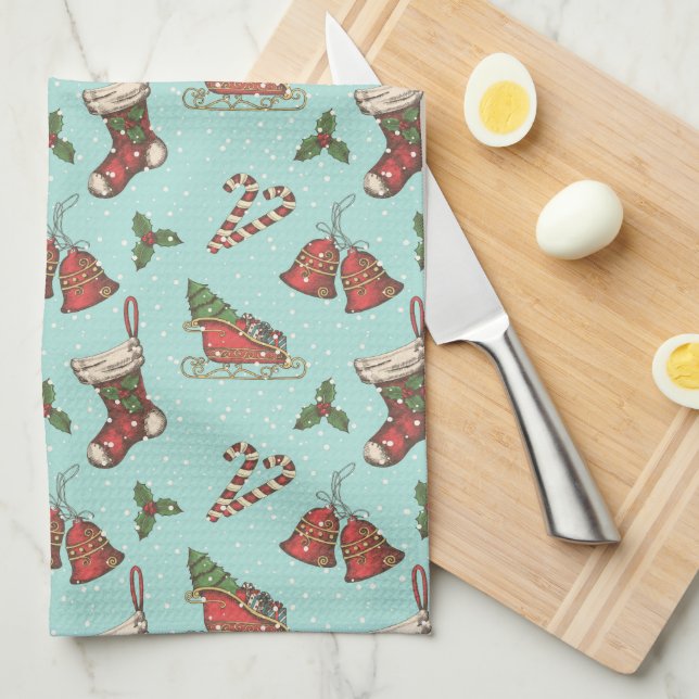 Vintage Christmas Kitchen Towel (Quarter Fold)