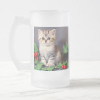 Vintage Christmas Kitten and Holly