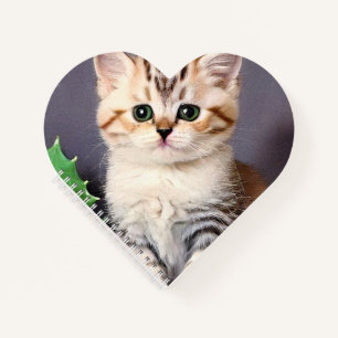 Vintage Christmas Kitten and Holly Notebook