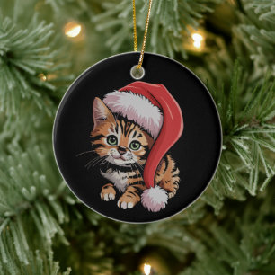 Vintage Christmas Kitten Cat Lover Xmas Ceramic Tree Decoration