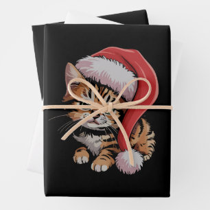 Vintage Christmas Kitten Cat Lover Xmas Wrapping Paper Sheet