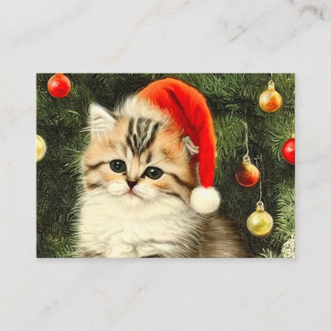 Vintage Christmas Kitten Enclosure Card (Front)