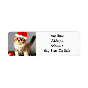 Vintage Christmas Kitten in Santa Hat