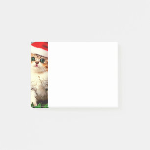 Vintage Christmas Kitten in Santa Hat Post-it Notes