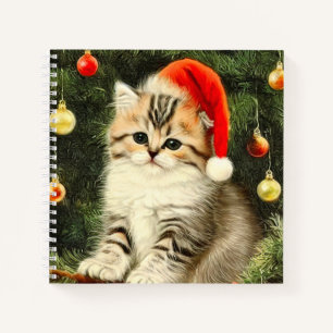 Vintage Christmas Kitten Notebook