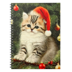 Vintage Christmas Kitten Notebook