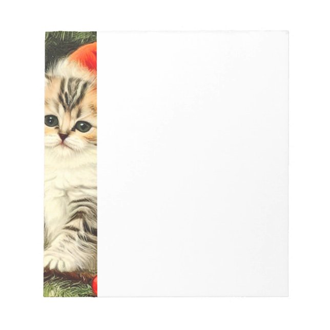 Vintage Christmas Kitten Notepad (Front)