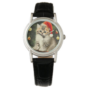 Vintage Christmas Kitten Watch