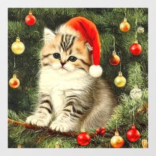 Vintage Christmas Kitten Window Cling
